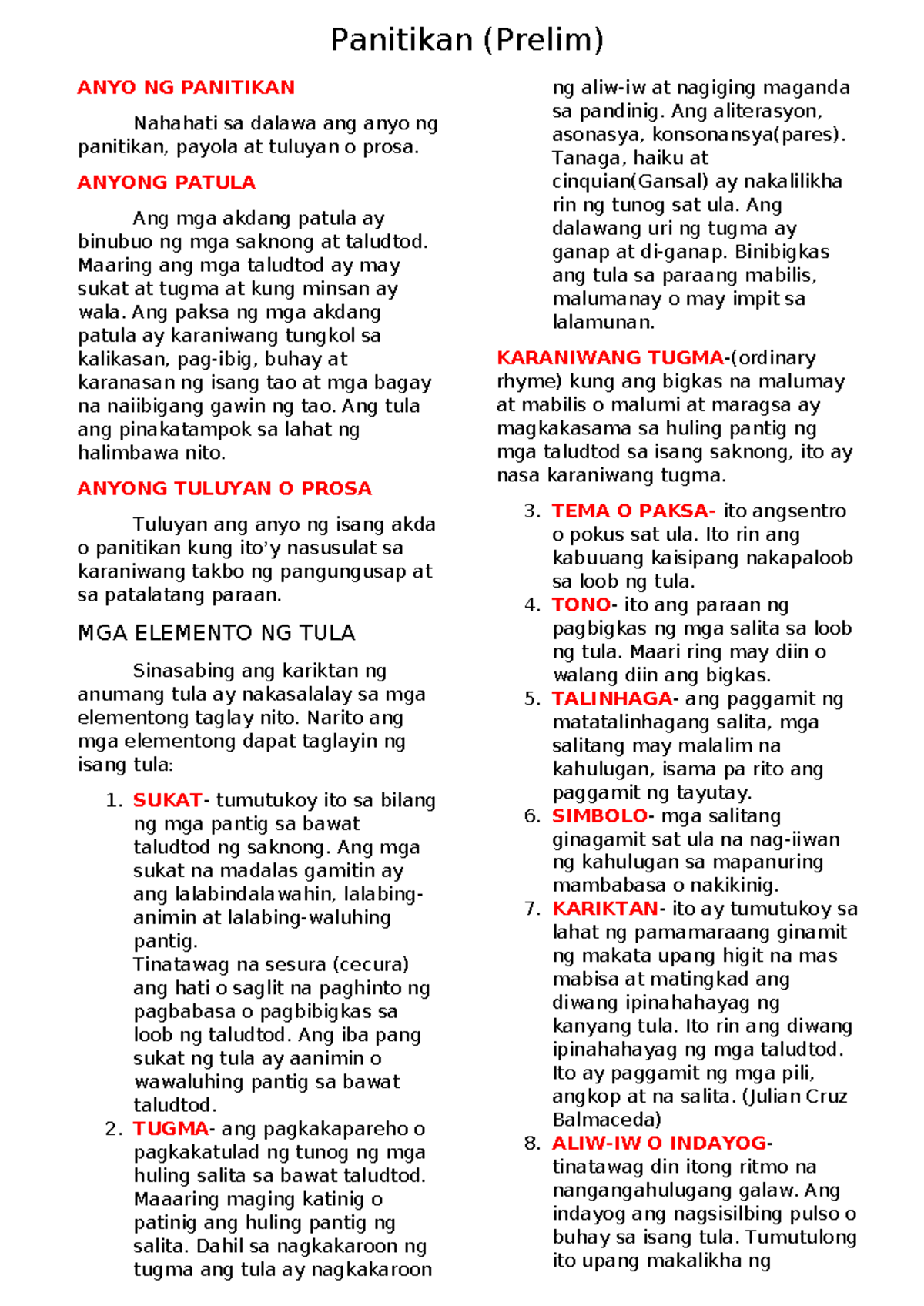 Panitikan Prelim - Please feel free to reach out if you have any ...