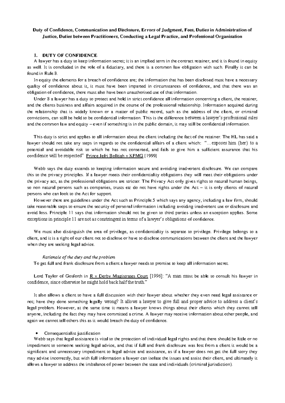 Legal Ethics and Professional Responsibilities Part 2 Analysis - Studocu