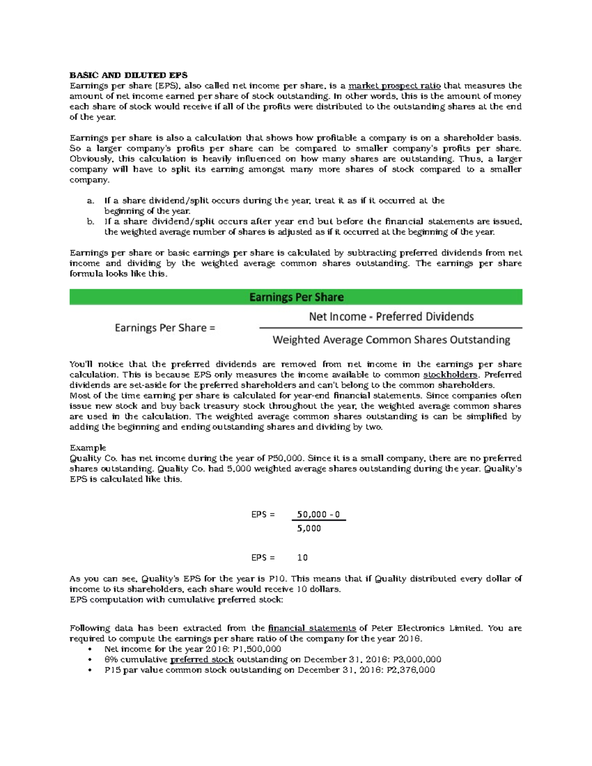 Understanding Basic and Diluted EPS - intacc2 Lecture Notes - Studocu