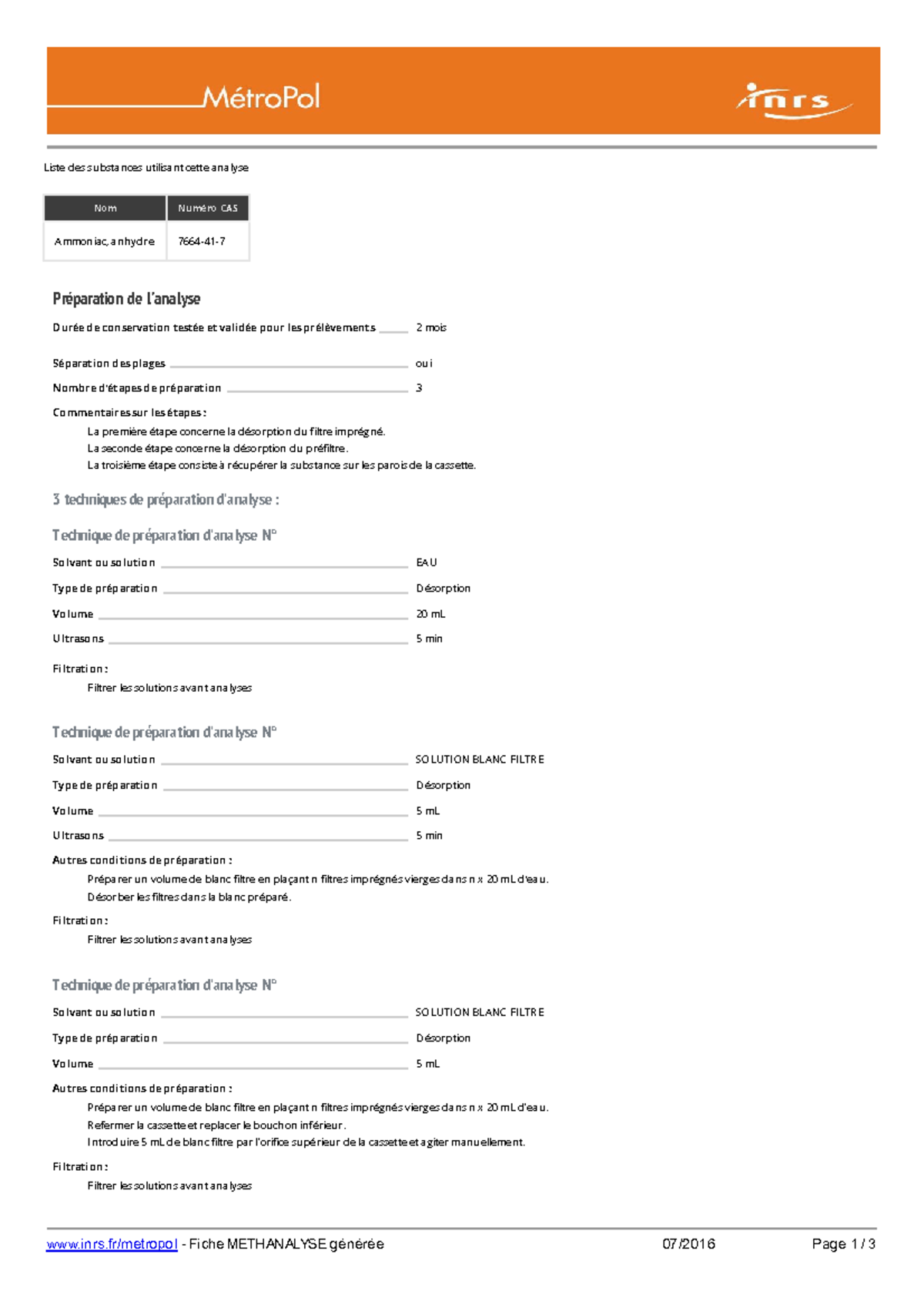 Metro Pol-Methode-Analyse- Methanalyse 11 - inrs/metropol - Fiche ...