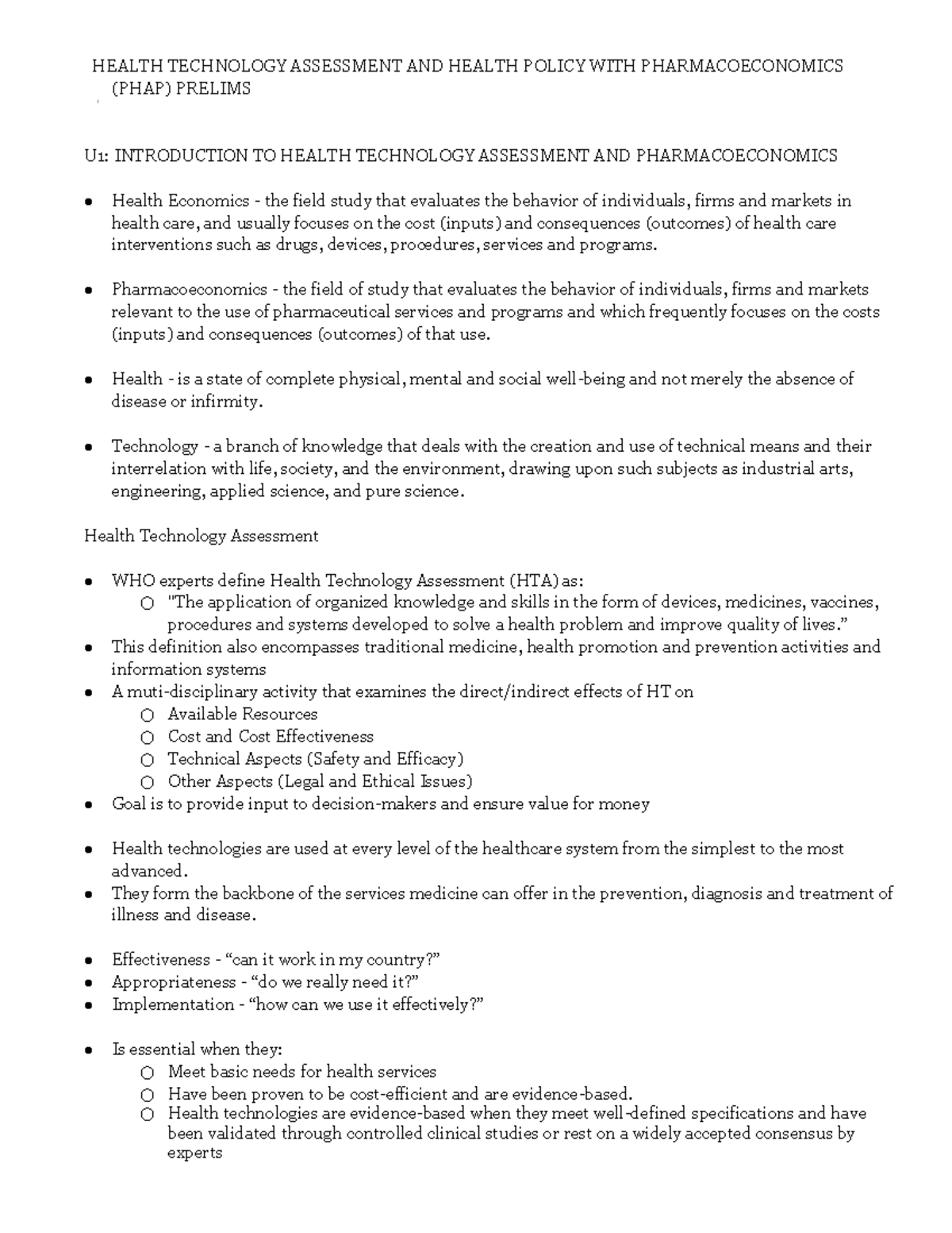 Phap Prelims: Health Technology Assessment & Pharmacoeconomics Guide ...