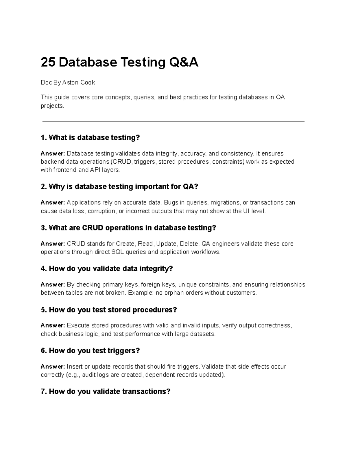 Database Testing Guide: Core Concepts & Best Practices (QA) - Studocu