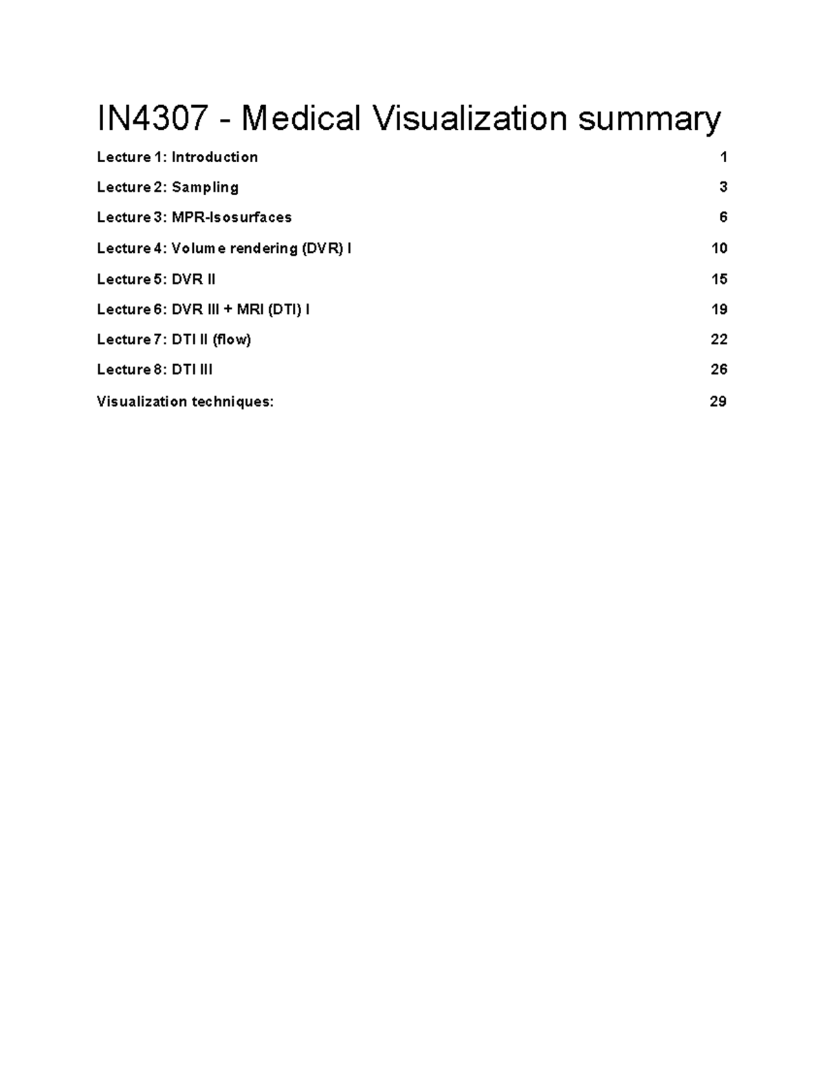 IN4307 - Medical Visualization Lecture Summary and Key Concepts ...