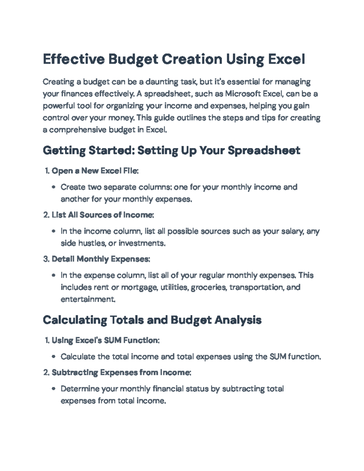 Effective Budget Creation Guide Using Excel for Financial Management ...