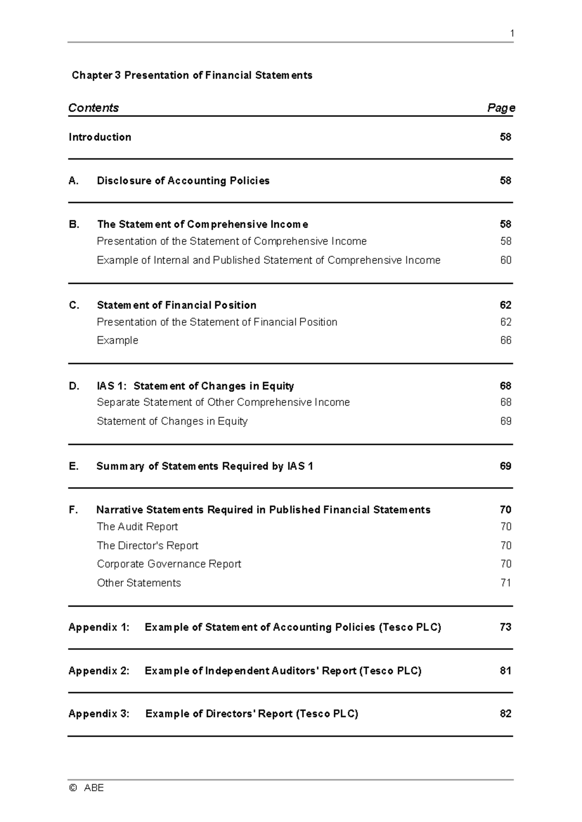 ABE 2 Chapter 3: Presentation of Financial Statements Overview - Studocu