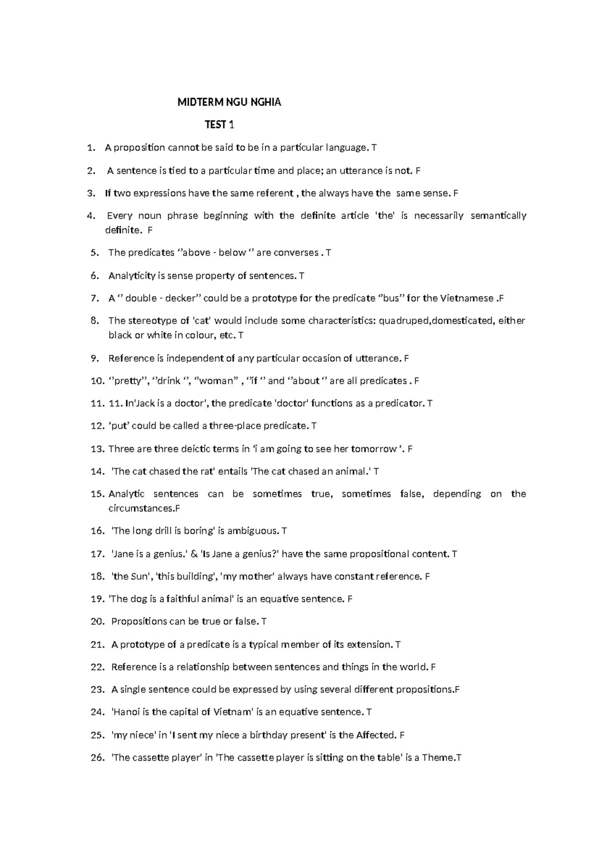 Midterm NGU 1401 - Test Questions on Semantics and Syntax - Studocu