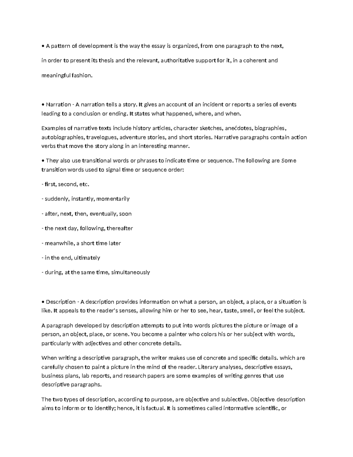 Essay Writing Techniques Narration Description And Definition Studocu