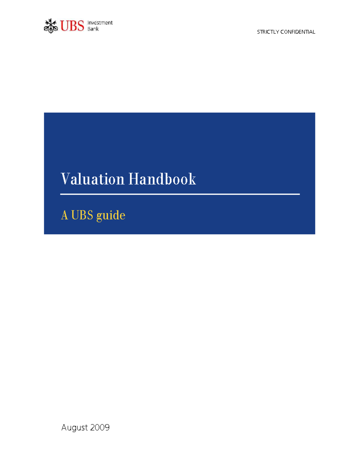 Valuation Handbook: A Comprehensive UBS Guide (2009) - Studocu