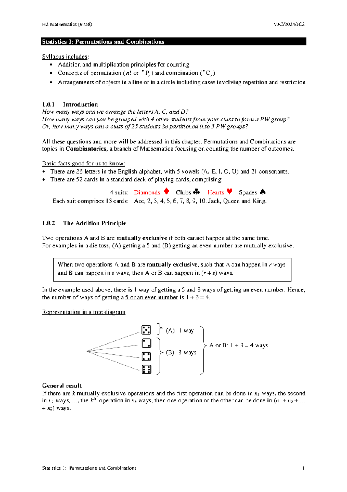 Stats 1: Permutations & Combinations Lecture Notes - Studocu