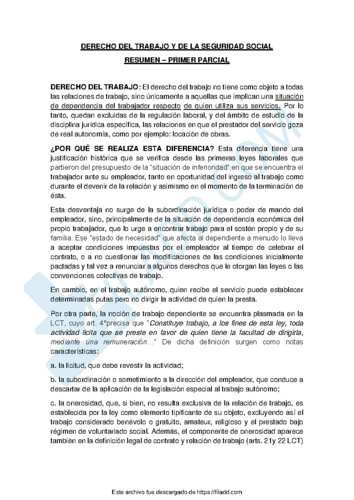 Resumen del Primer Parcial de Derecho del Trabajo y Seguridad Social ...