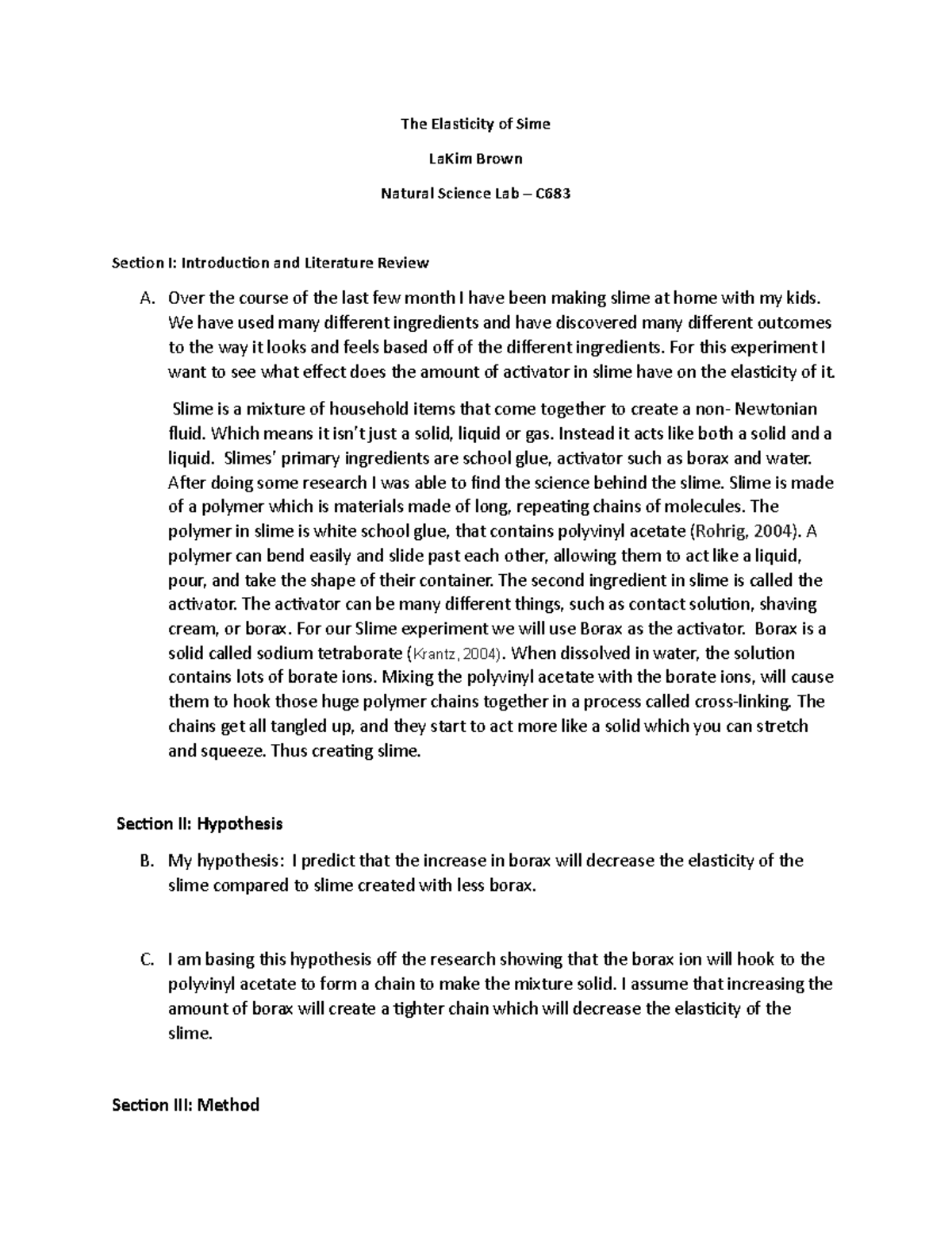Lab Report - Elasticity of Slime Experiment (NAT SCI Lab C) - Studocu