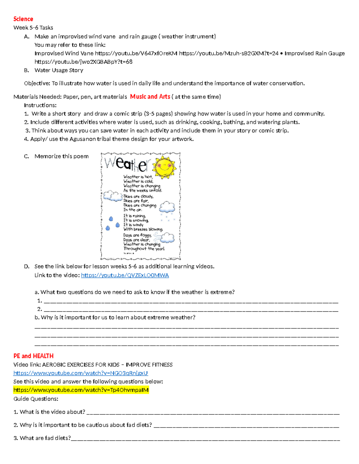 Science ADM Q4 Week 5 6 - Science Week 5-6 Tasks A. Make an improvised ...