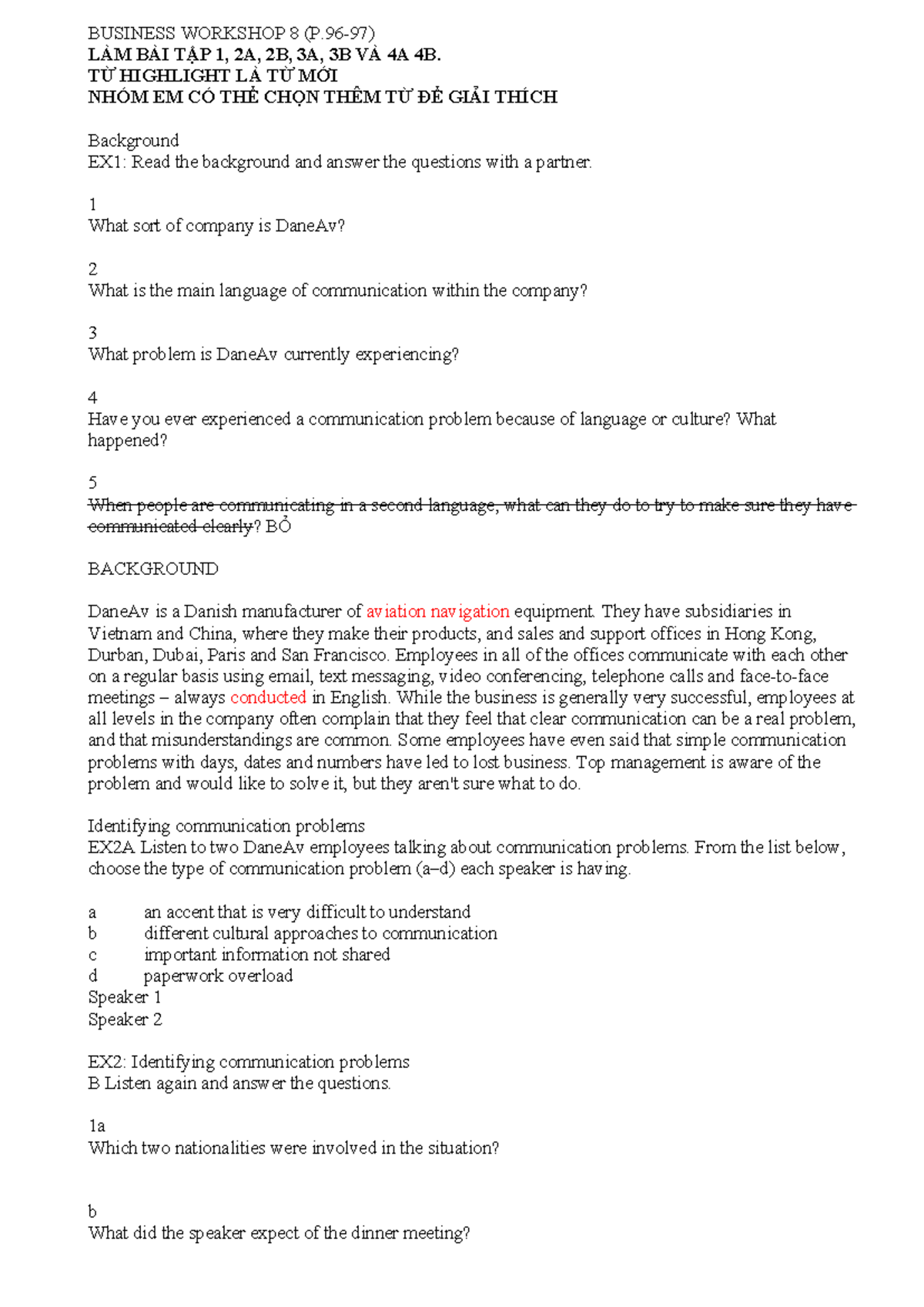 BUSINESS WORKSHOP 8: COMMUNICATION CHALLENGES AND SOLUTIONS - Studocu