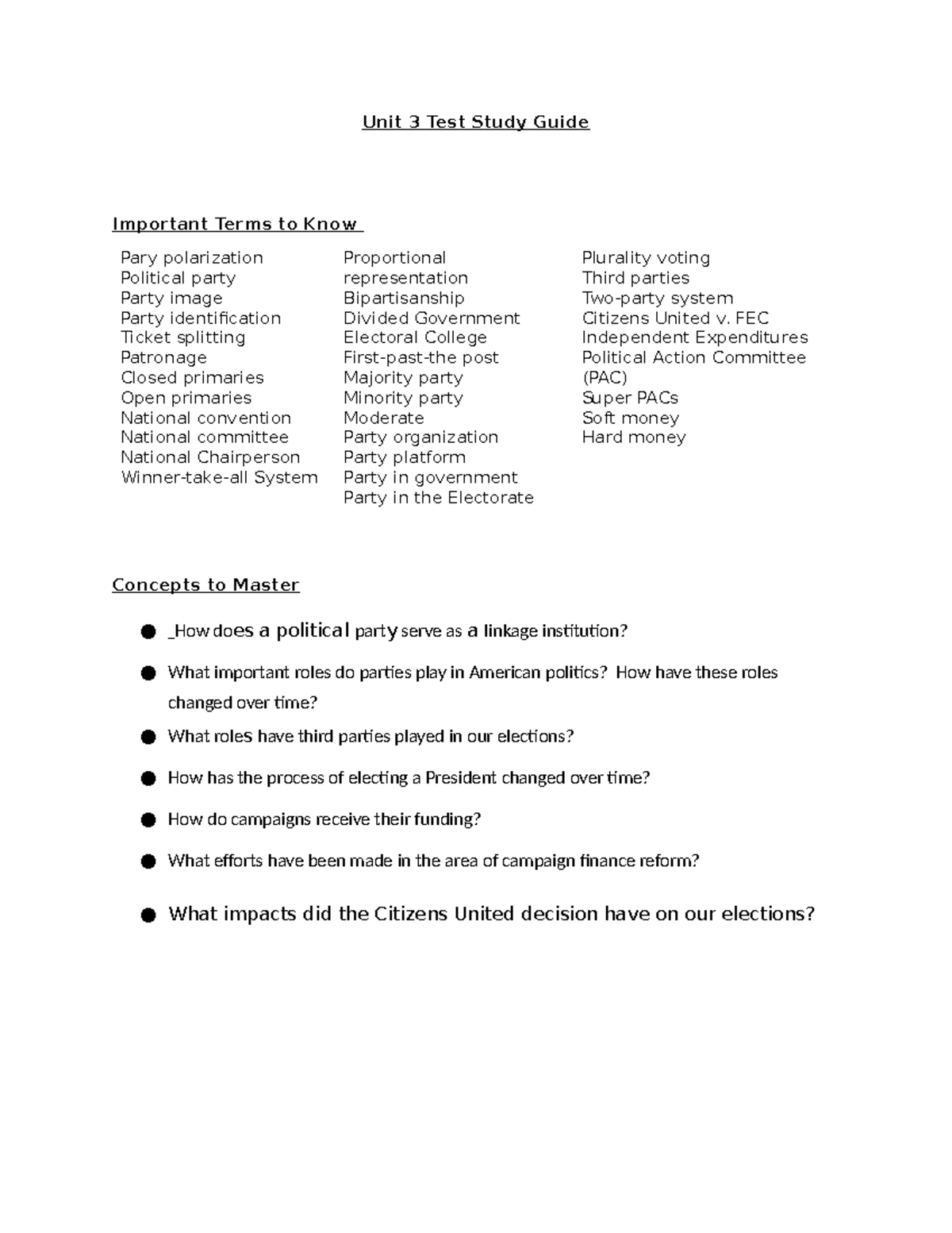 Unit+3+Test+Study+Guide - Unit 3 Test Study Guide Important Terms to ...