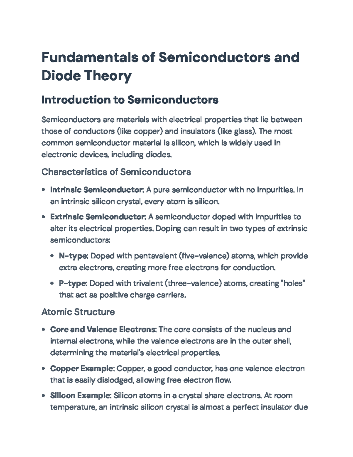 Fundamentals of Semiconductor Theory and Diodes Overview - Fundamentals ...