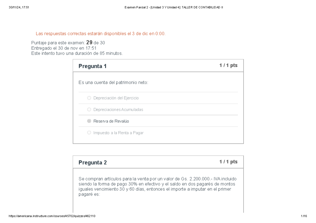 Examen Parcial 2 - Unidad 3 y 4 Taller de Contabilidad II - Studocu