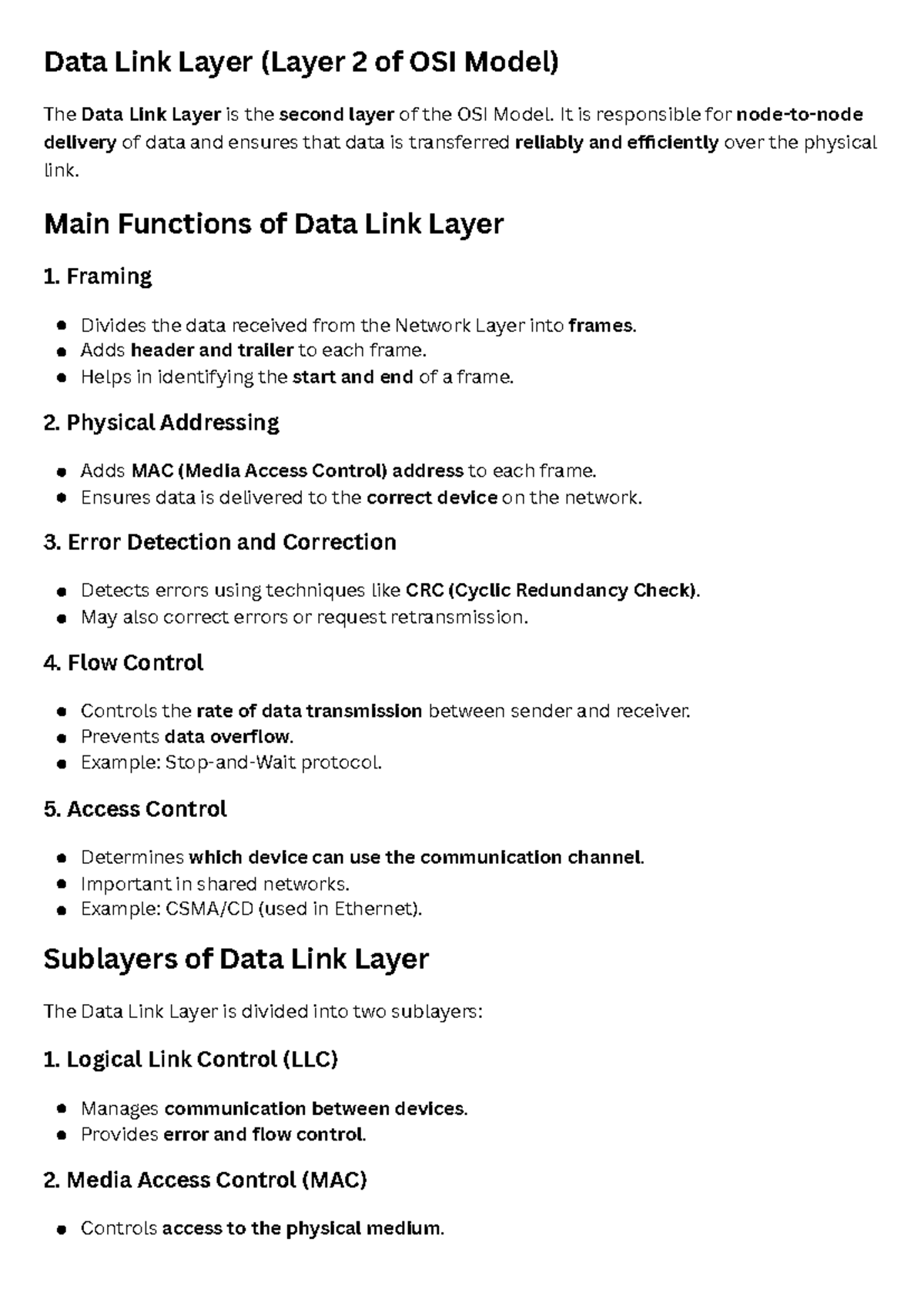 Data Link Layer Overview: Functions, Errors, and Protocols (CN Module 2 ...