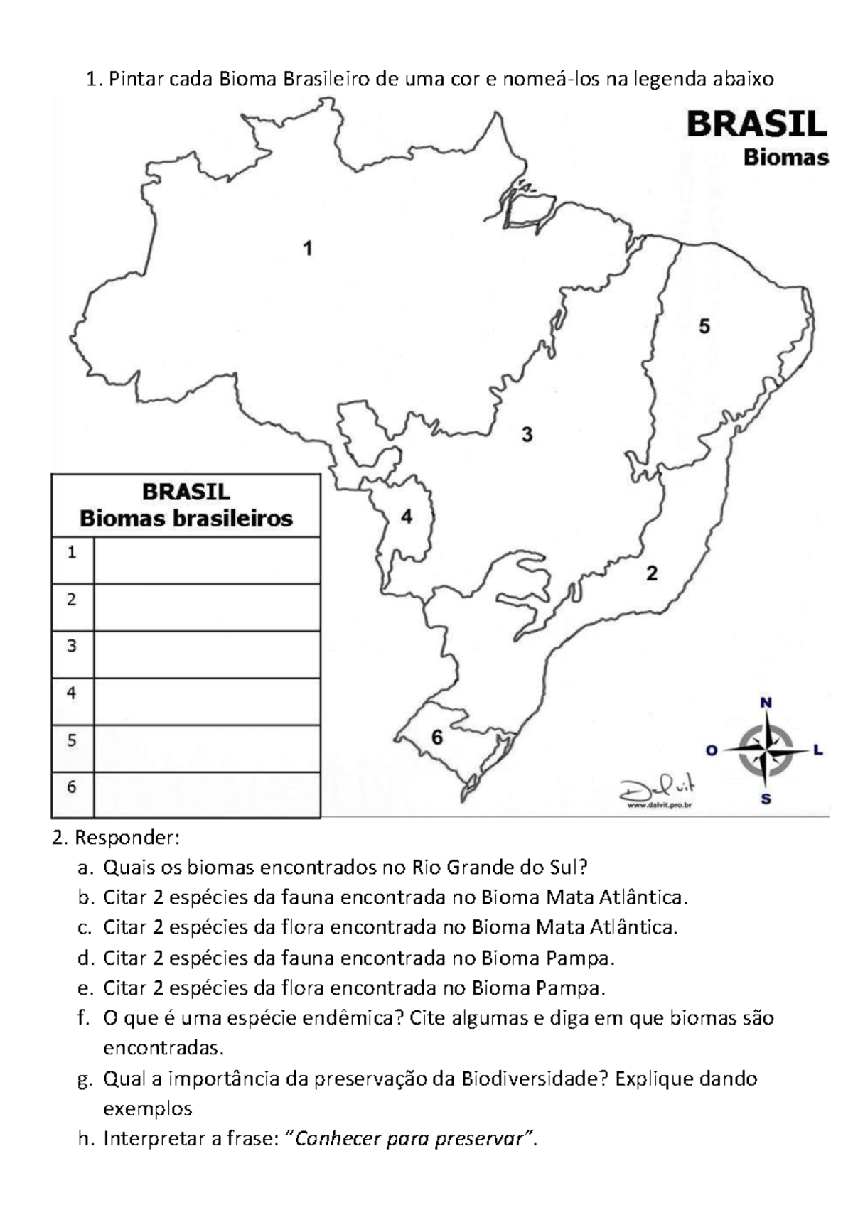 Mapa e atividades sobre biomas - Pintar cada Bioma Brasileiro de uma ...