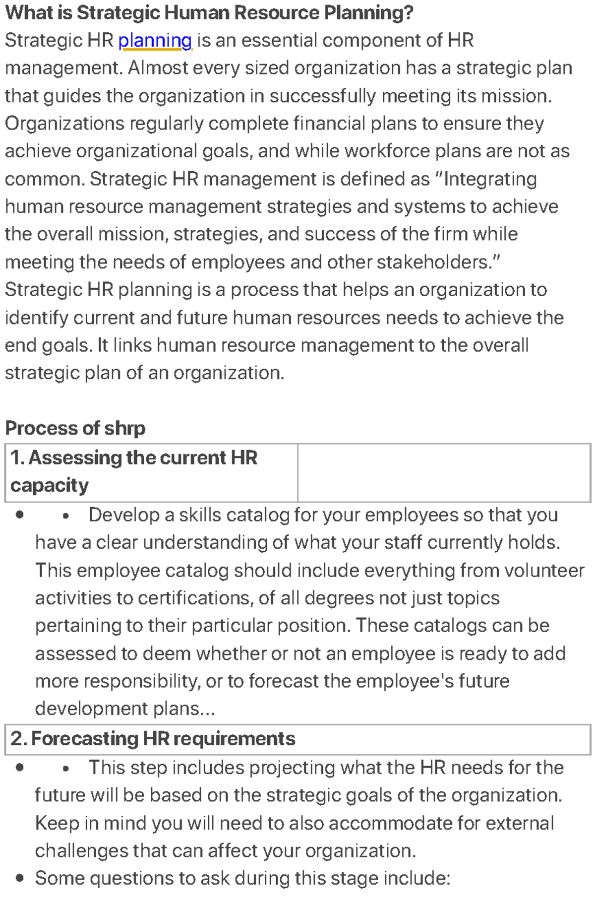 Strategic HRP: Key Concepts and Techniques for Effective Planning - Studocu