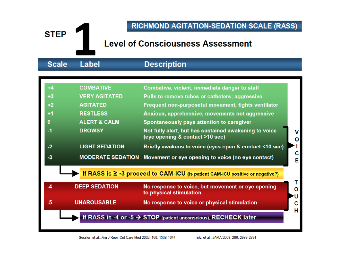 RASS Scale (RASS) Step 1: Level of Consciousness Assessment - Studocu