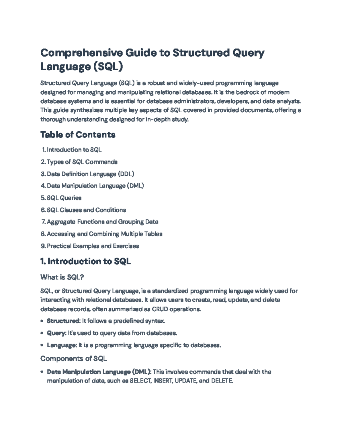 Comprehensive SQL Guide: Commands, Queries, and Database Management ...