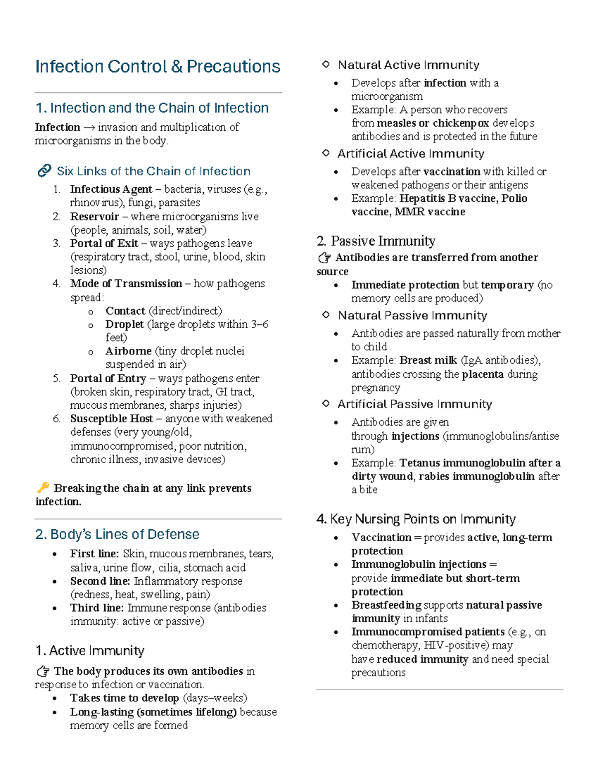 Infection Control Study Guide: Understanding Precautions & Immunity ...