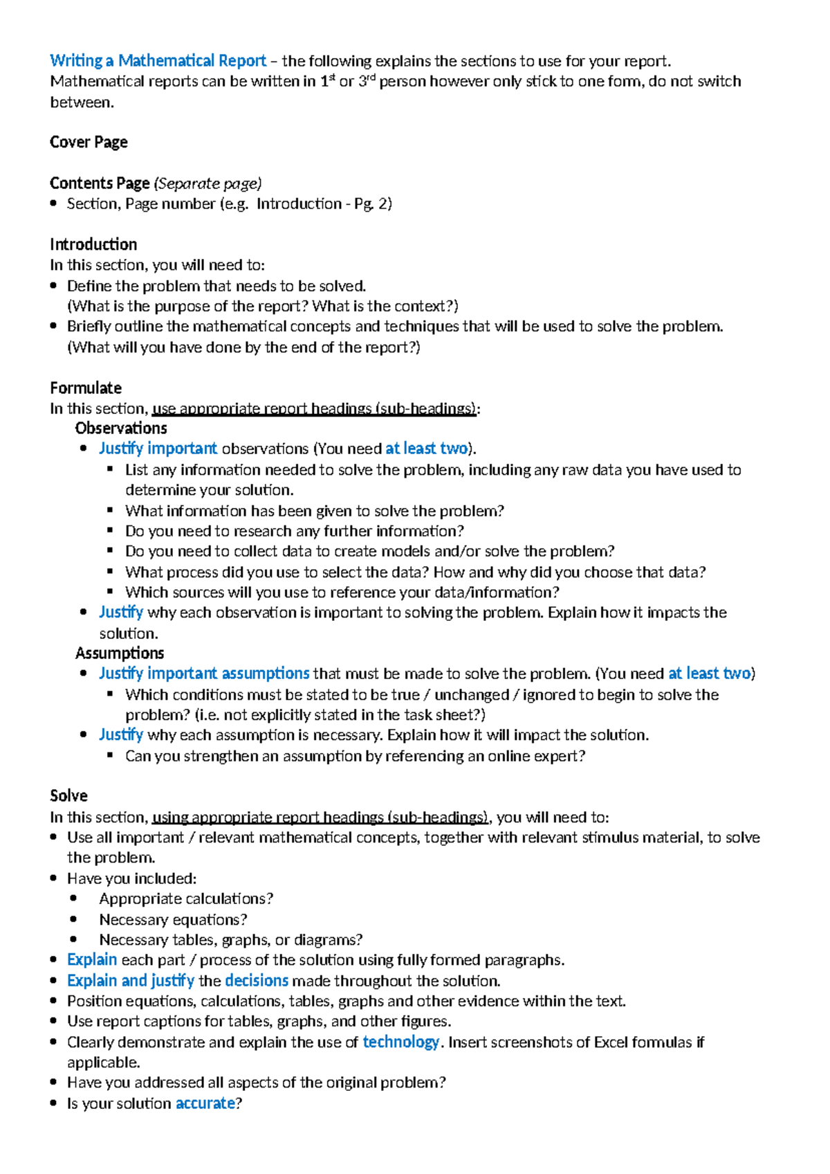 Mathematical Report Writing Guide: Structure & Key Sections - Studocu