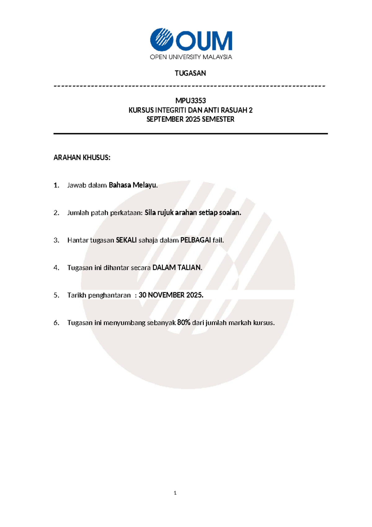 Tugasan MPU3353: Analisis Rasuah dan Integriti dalam Masyarakat - Studocu