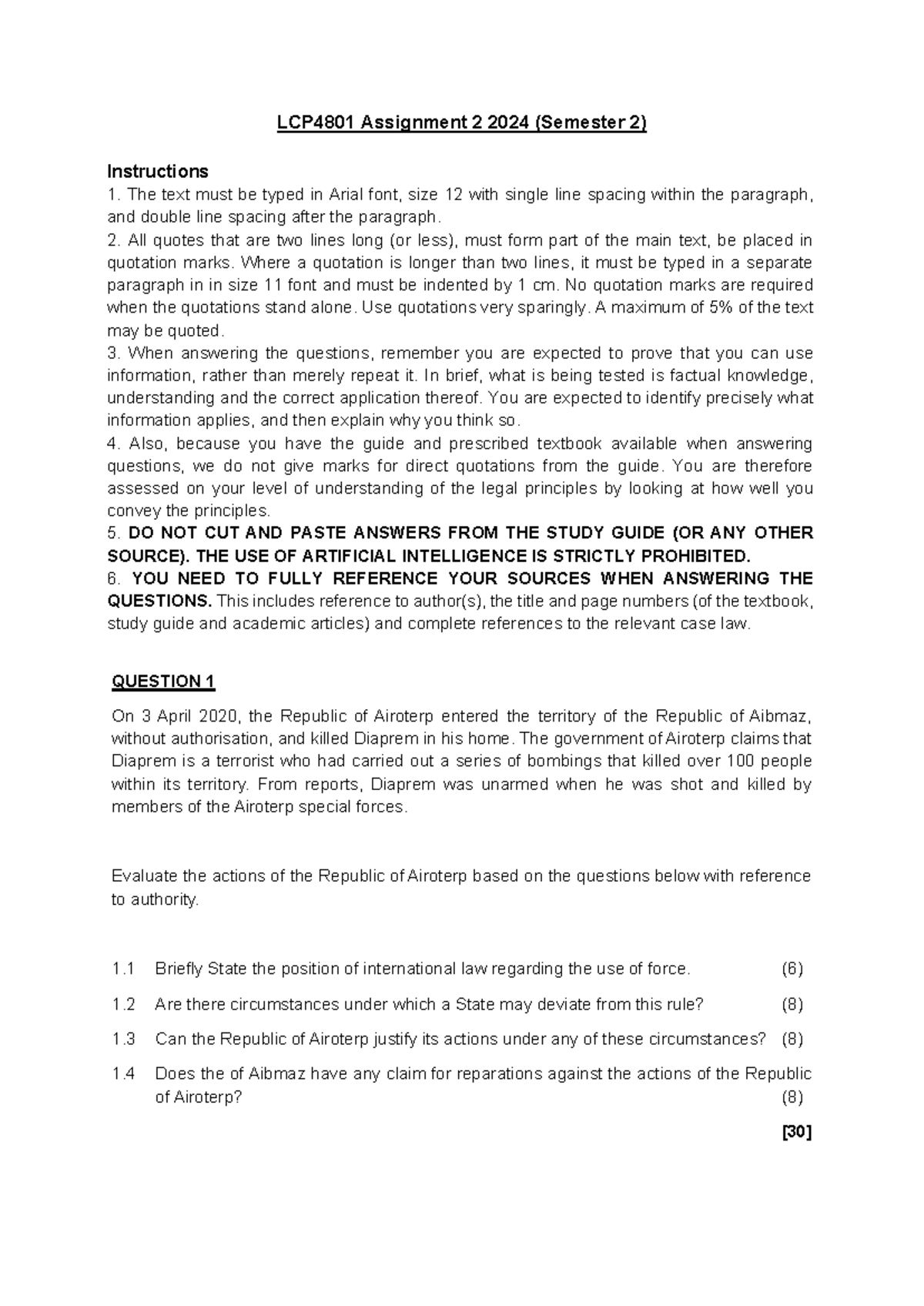 LCP 4801 - Assignment 2 Guidelines & Question Analysis (Sem 2 - 2024 ...
