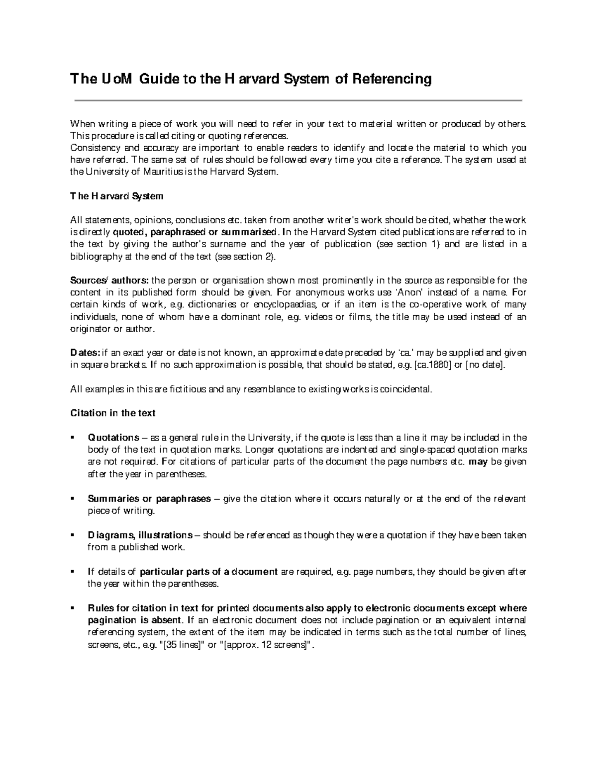 UoM Harvard Referencing Guide: Citing and Quoting Sources - Studocu