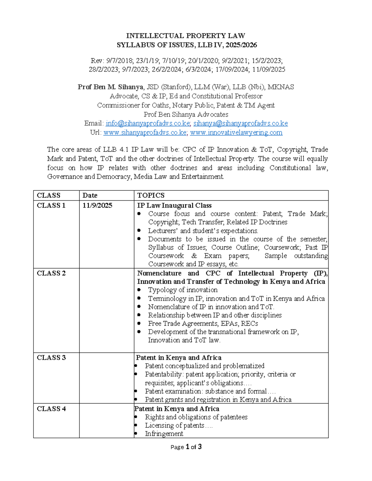 Revised LLB 4.1 Intellectual Property Law Syllabus 2025 - Studocu