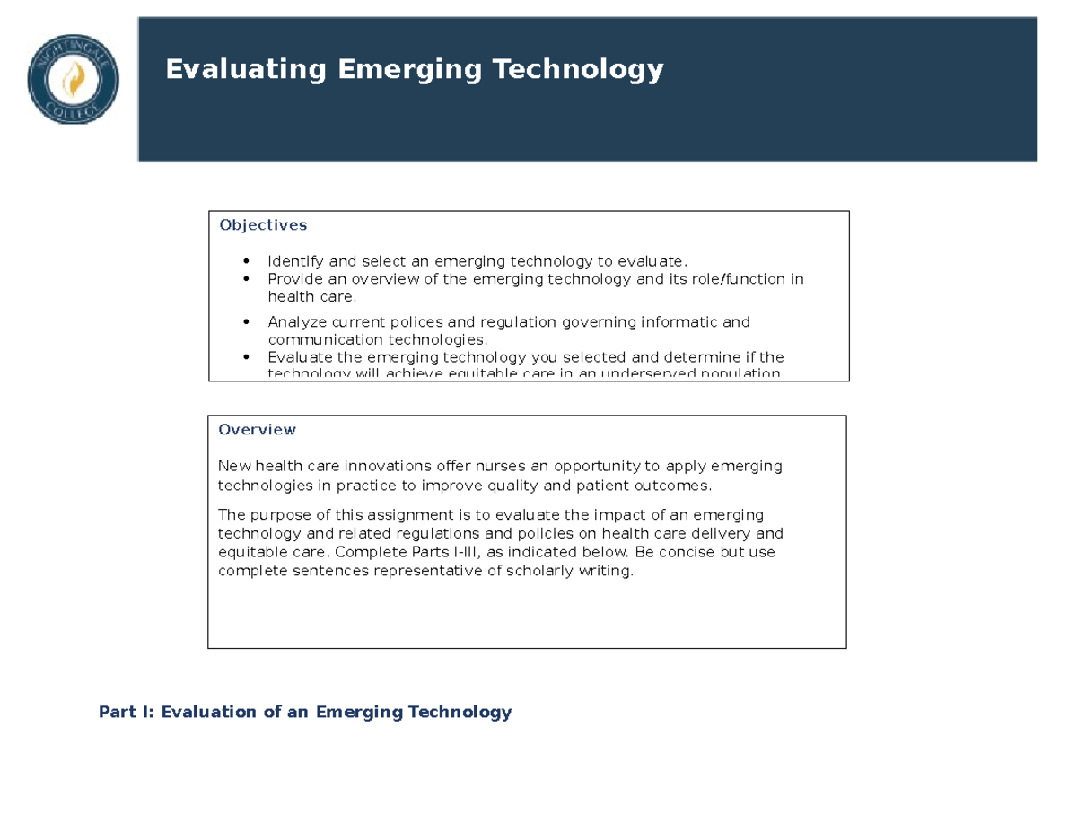 Emerging Technology Evaluation in Healthcare: AI Diagnostics & Rural ...
