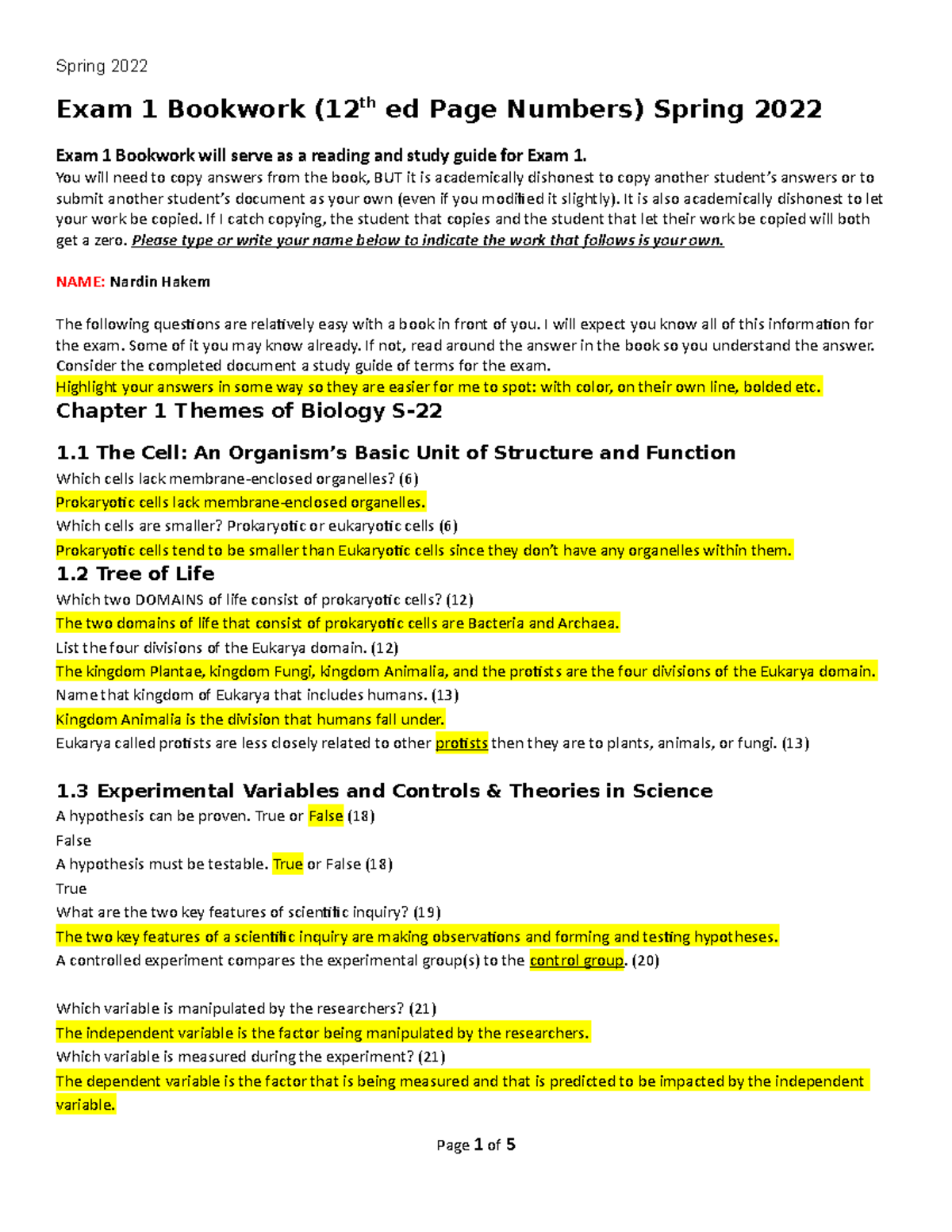 Exam 1 Study Guide Bookwork Spring 2022 (12th ed Page Numbers) - Studocu