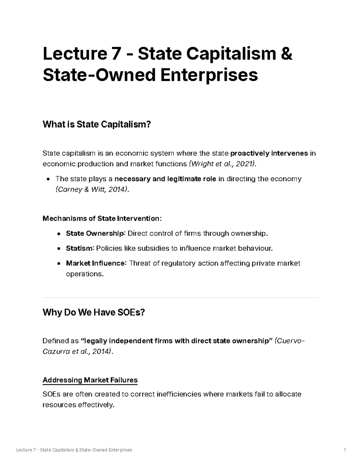 Lecture 7 - State Capitalism & State-Owned Enterprises - Lecture 7 ...