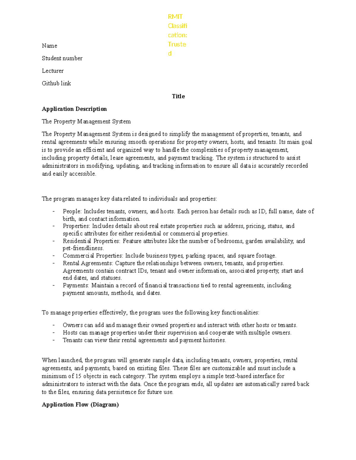 Report Template - iuh - Classifi cation: Truste d Name Student number ...