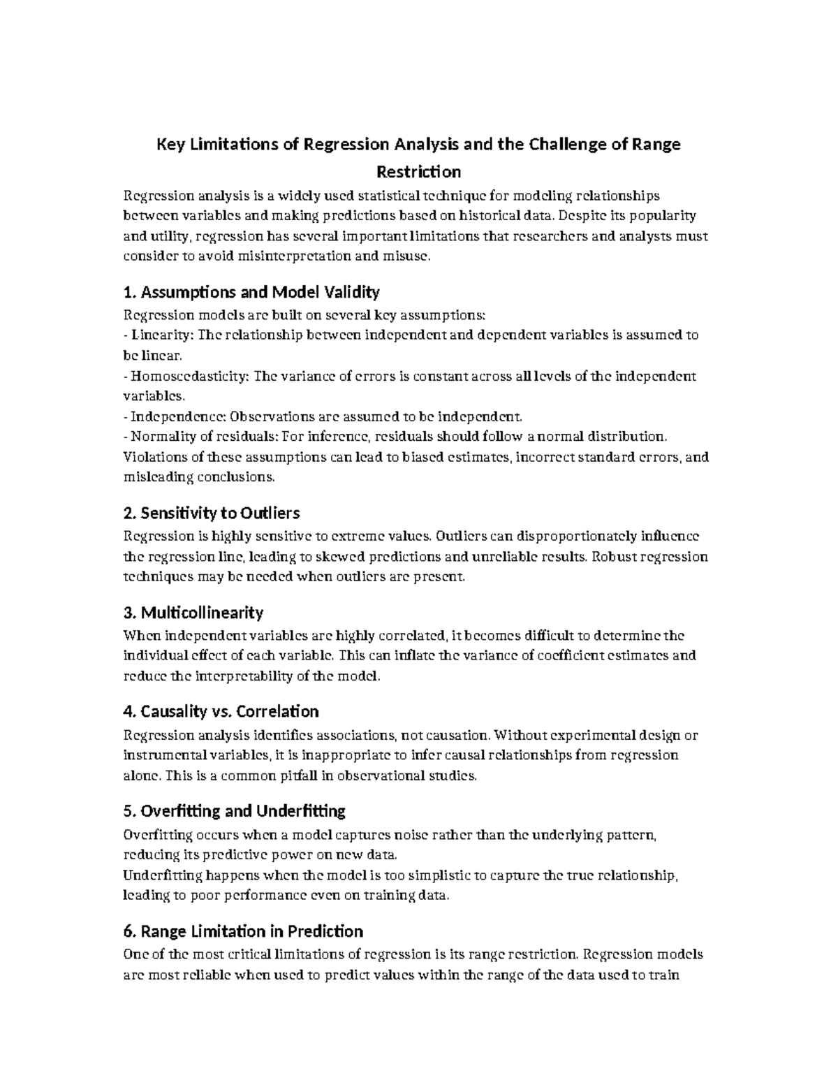 Key Limitations of Regression Analysis: Unit 3 Discussion Forum - Studocu