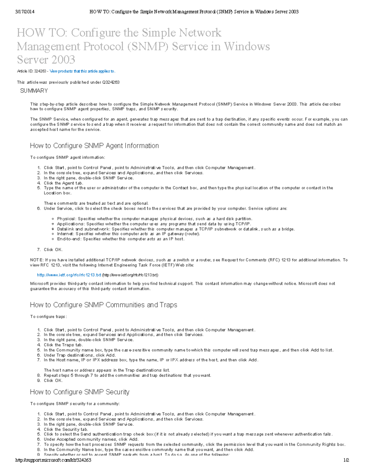 HOW TO Configure the Simple Network Management Protocol (SNMP) Service ...