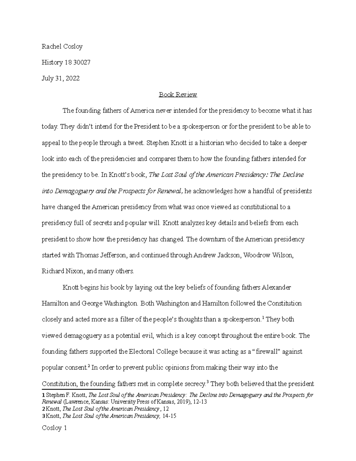 Book Review: The Lost Soul of the American Presidency (Hist 18