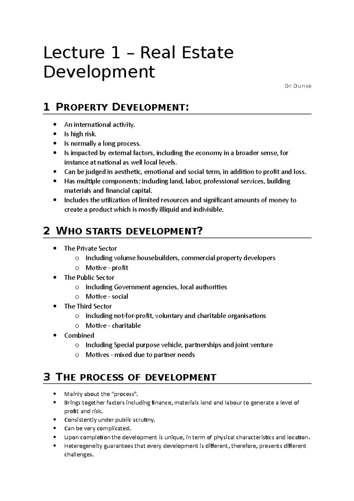 Introduction - Notes - D40RD Real Estate Development Introduction Dr ...