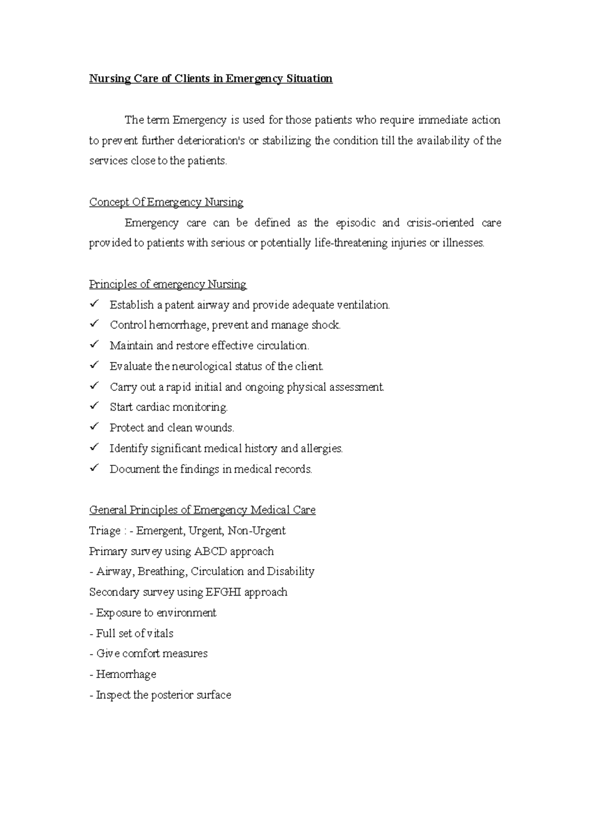 Nursing Care of Clients in Emergency Situation - Concept Of Emergency ...