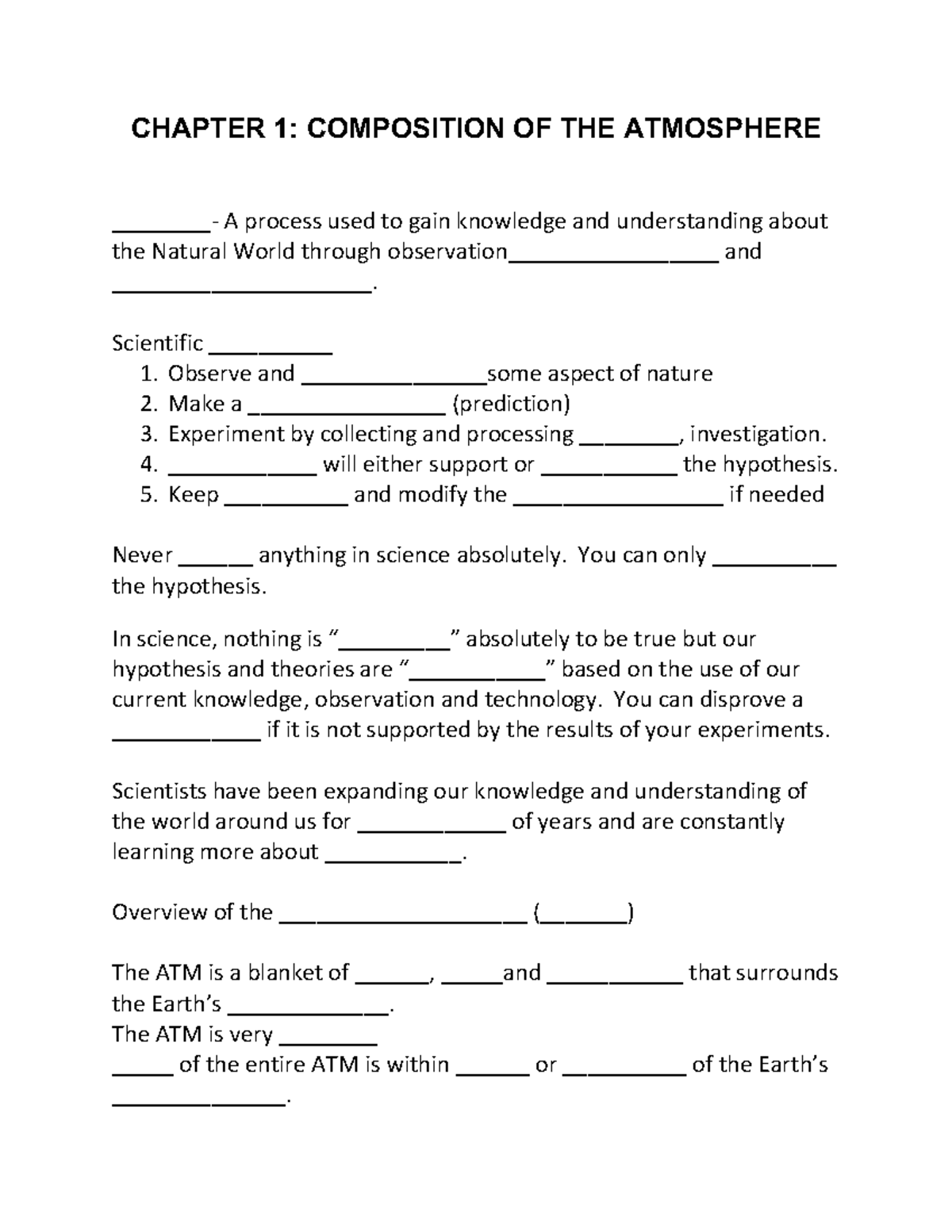 PSC 50 Semester Weather Notes: Chapter 1 - Composition of the ...