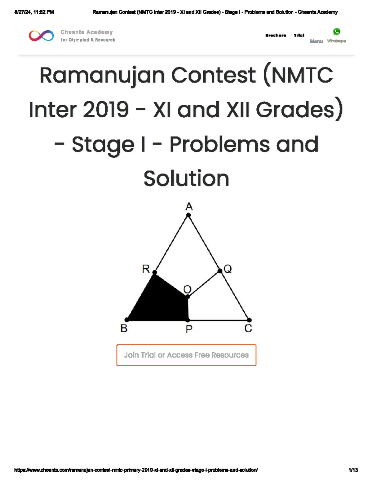 NMTC-2024 Class 11 & 12 Previous Year Paper - 2016 Exam - Studocu