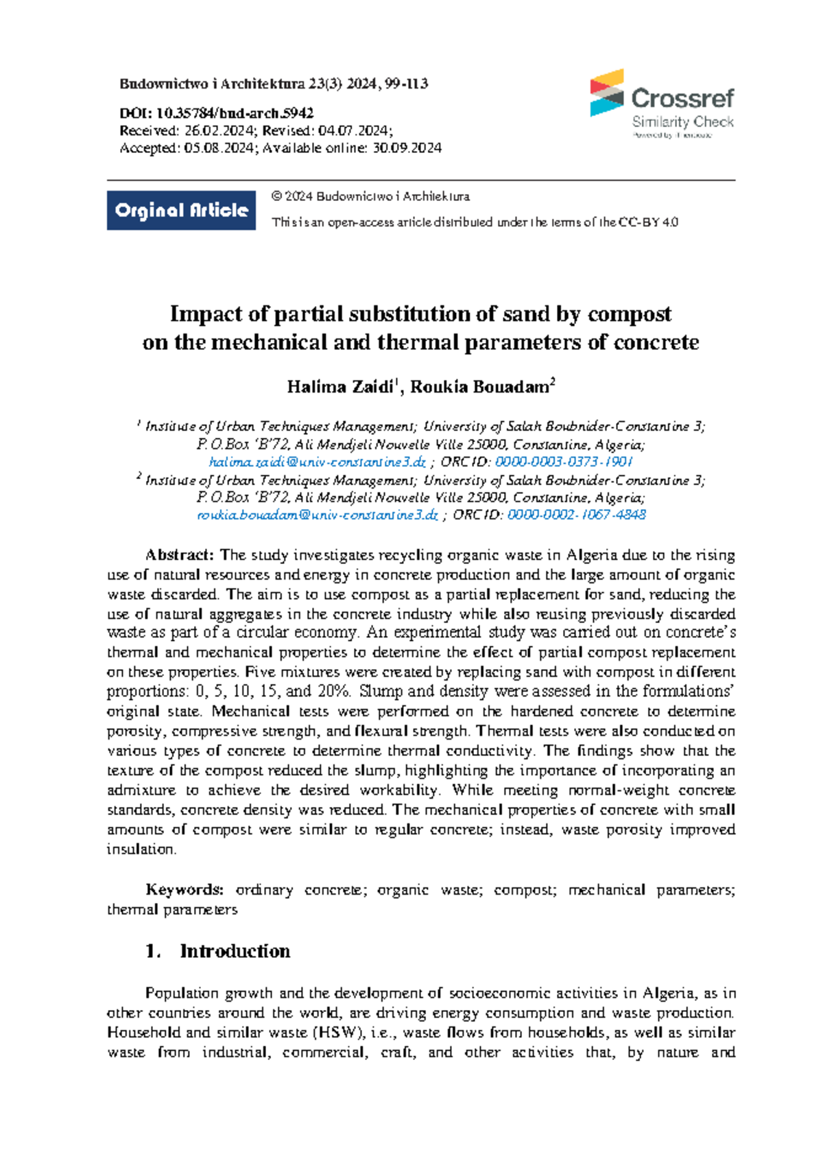 Impact of Partial Sand Replacement with Compost on Concrete Properties ...