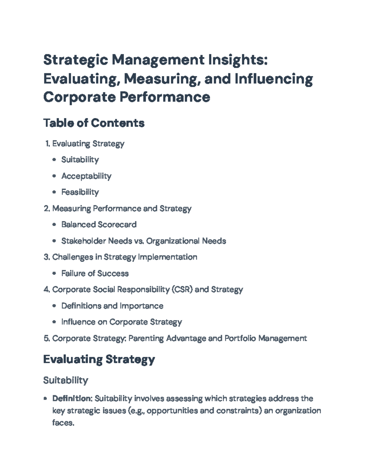 Strategic Management Insights: Evaluating & Influencing Corp ...