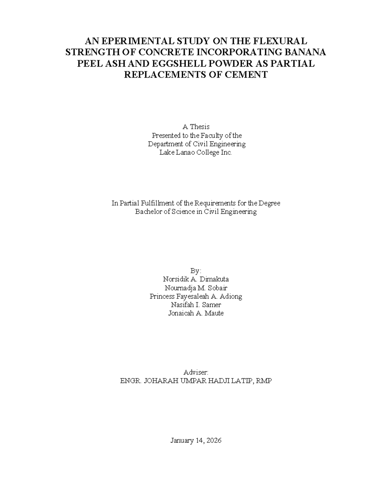 Experimental Study on Flexural Strength of Concrete with BPA & ESP ...