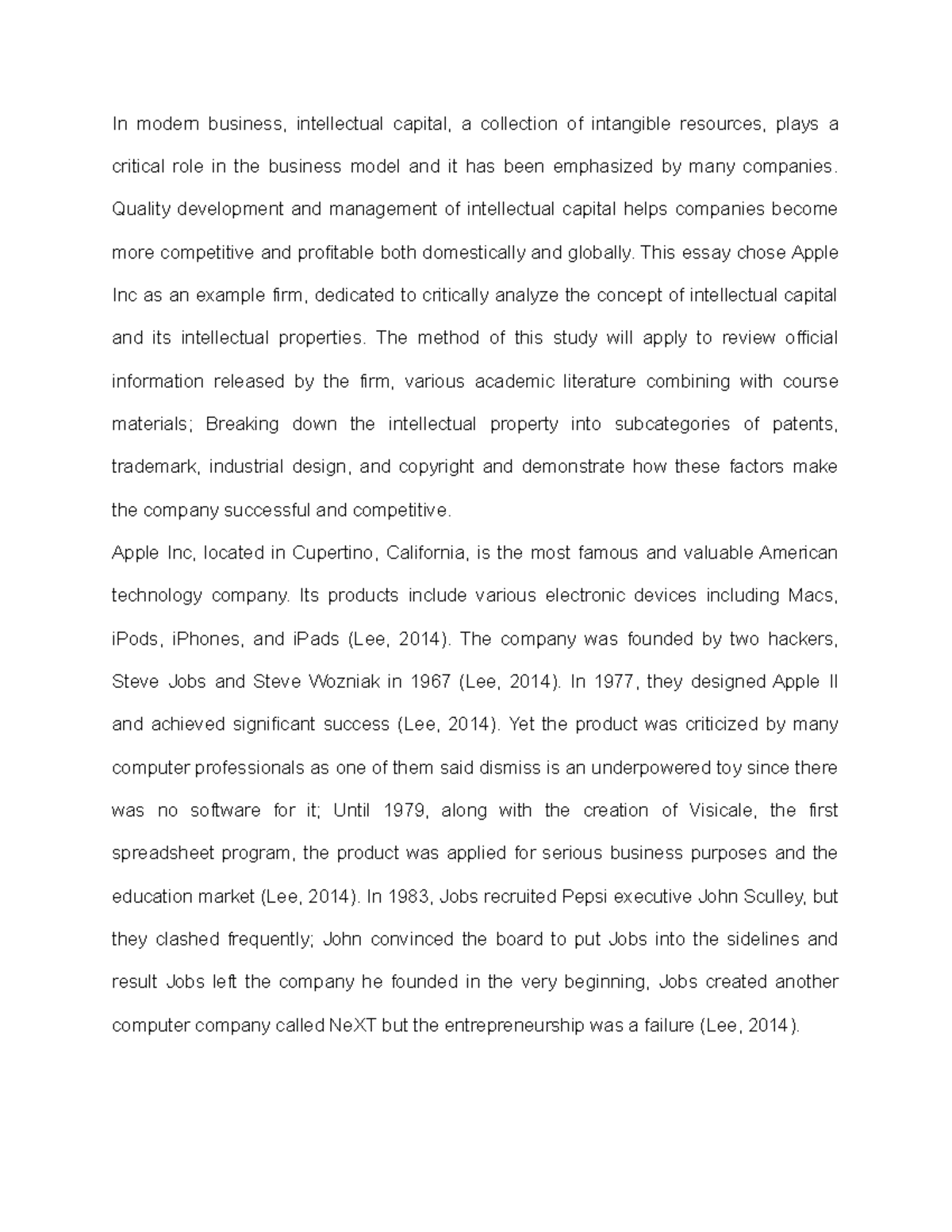 Ic paper - In modern business, intellectual capital, a collection of ...