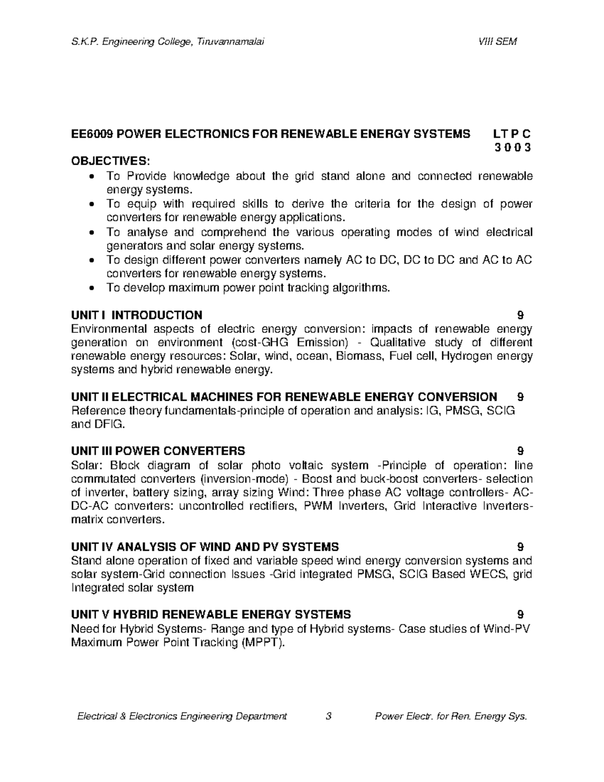 Power Electronics for Renewable Energy Systems - EE6009 Course Material ...