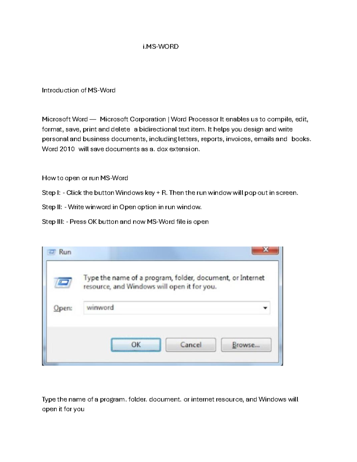 Okok - note - i-WORD Introduction of MS-Word Microsoft Word — Microsoft ...