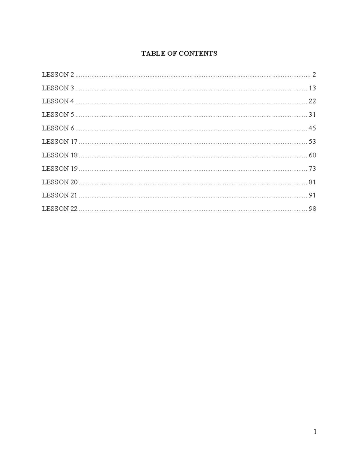 [4.5-5.5] Transcript - .... - TABLE OF CONTENTS LESSON LESSON LESSON ...