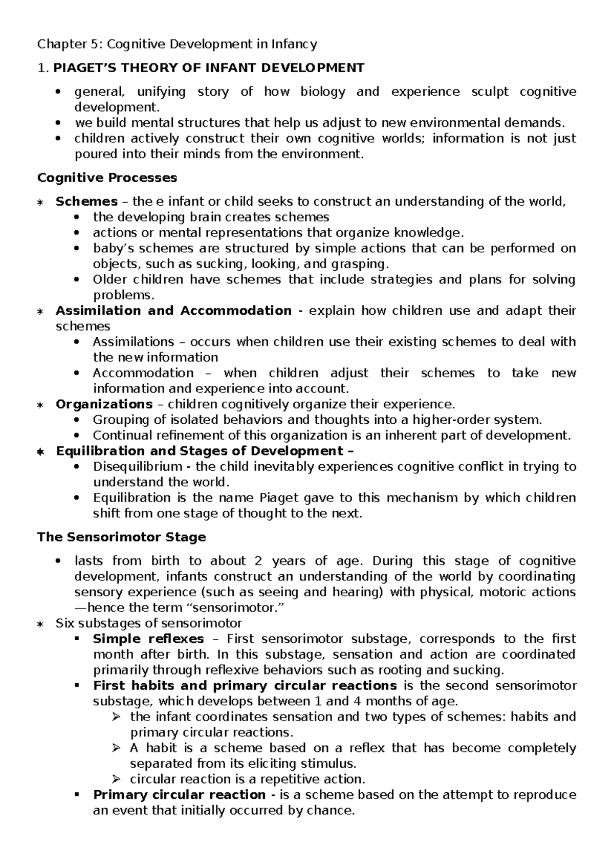 Cognitive Development in Infancy: Summary of Chapter 5 Insights - Studocu
